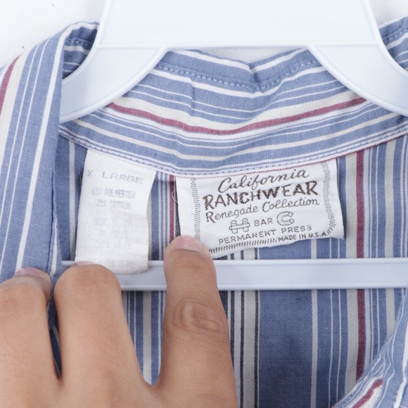 80s Mens XL Double Pocket Pearl Snap Western Shirt - Picture 11 of 14